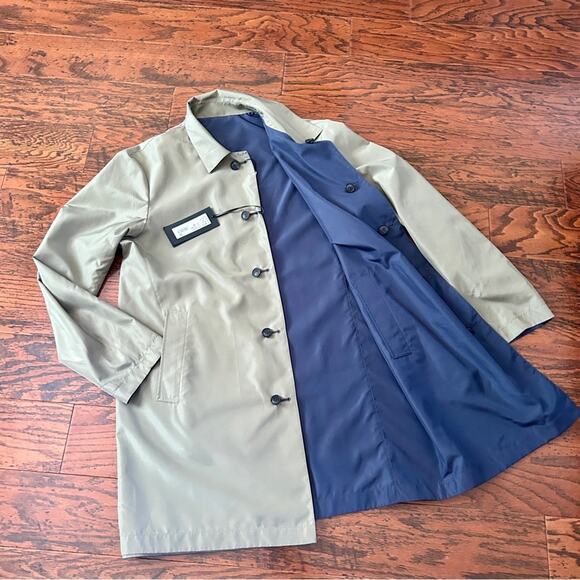 Gallotti Men's Reversible Raincoat in Navy and Beige Size US 42 NWT - Picture 2 of 14